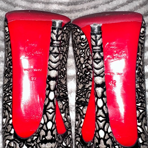 Christian Louboutin So Pretty Black Patent Leather Glitter Pump So Kate 120 - Picture 4 of 5